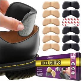 12 Heel Grips with Strong Sticky Backing, Thick Heel Protectors, Back Insoles [Add Extra Volume] Anti Blister Shoe Liners from Slipping Out and Rubbing, Perfect Heel Pads for Men and Women