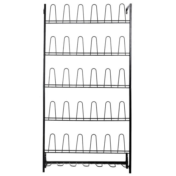 18 Pair Black Metal Wall Mounted Shoe Organizer Rack
