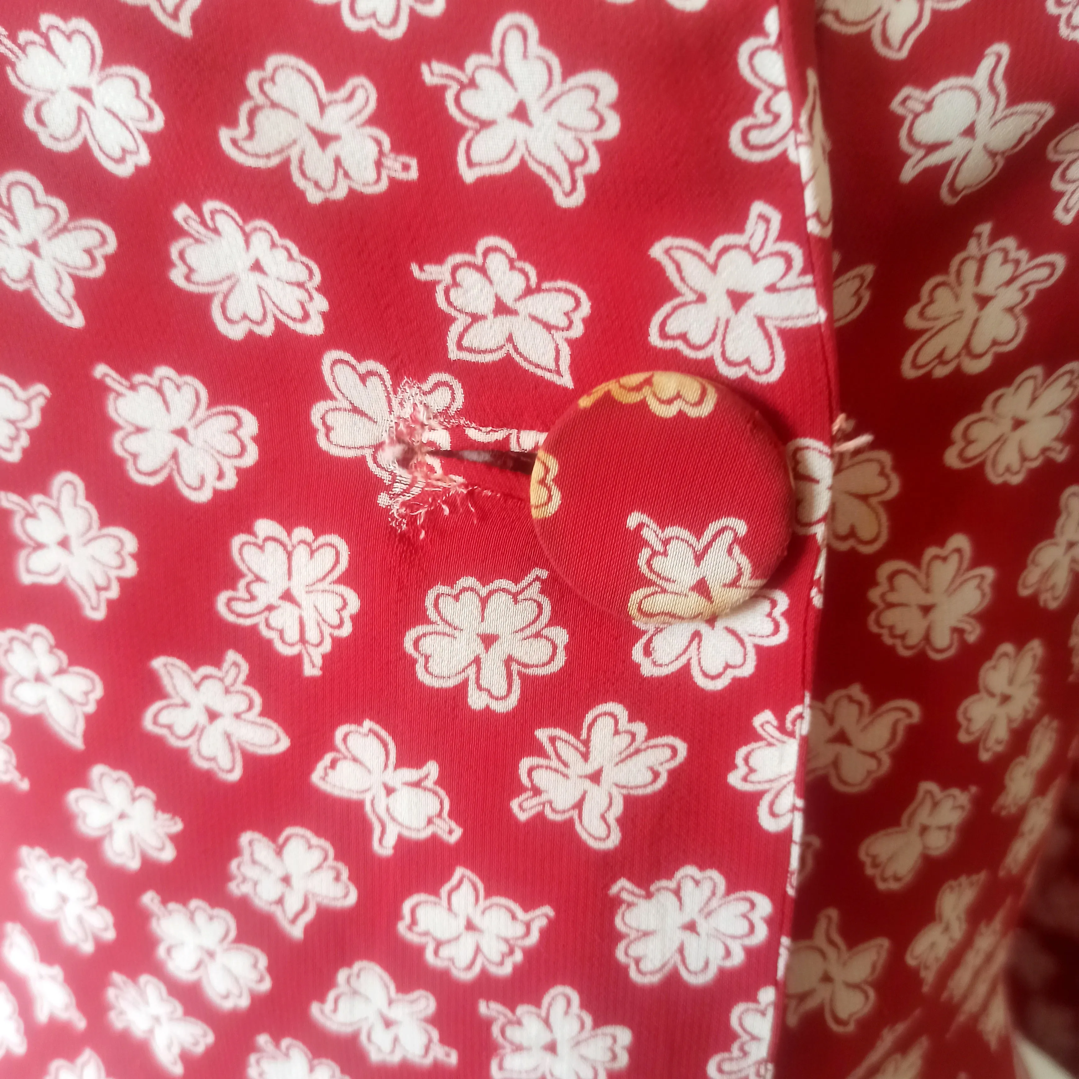 1940s - Beautiful Red Floral Rayon Crepe 2pc Suit - W31 (80cm)