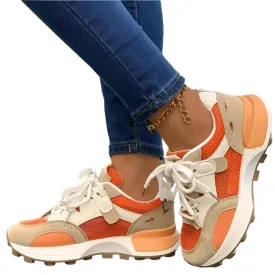 2024 Women's Summer Platform Sneakers – Fashionable Lace-Up Casual Mesh Trainers, Breathable & Comfy Chunky Walk Shoes