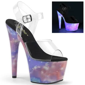 ADORE-708REFL Pleaser Clear/Purple-Blue Reflective Sexy Platform Shoes (Pole Dancing Heels)