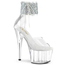 ADORE-724RS-02 Pleaser Clear/Silver Sexy Platform Shoes (Pole Dancing Heels)