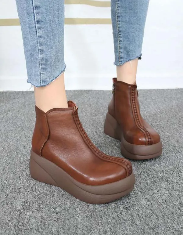 Autumn Winter Waterproof Retro Platform Boots