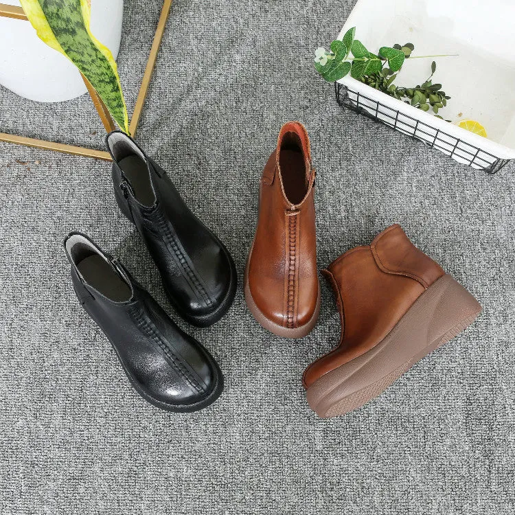 Autumn Winter Waterproof Retro Platform Boots