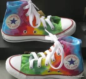Children sz 10.5 Rainbow Hand Dyed Converse Hi Top Sneakers