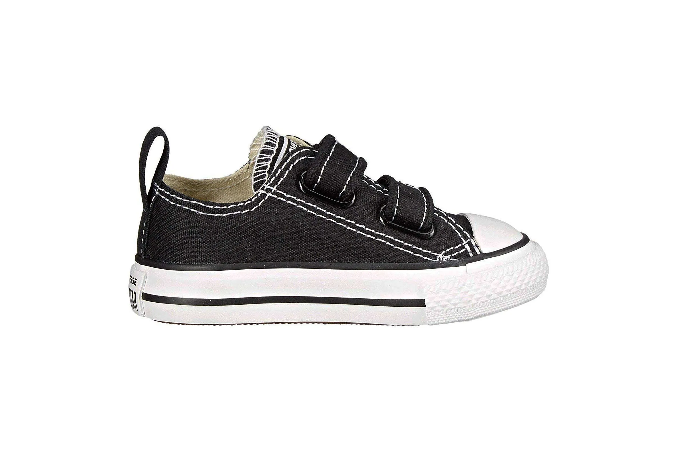 Converse All Star Black/White Low Top 2-Strap Toddler Shoes