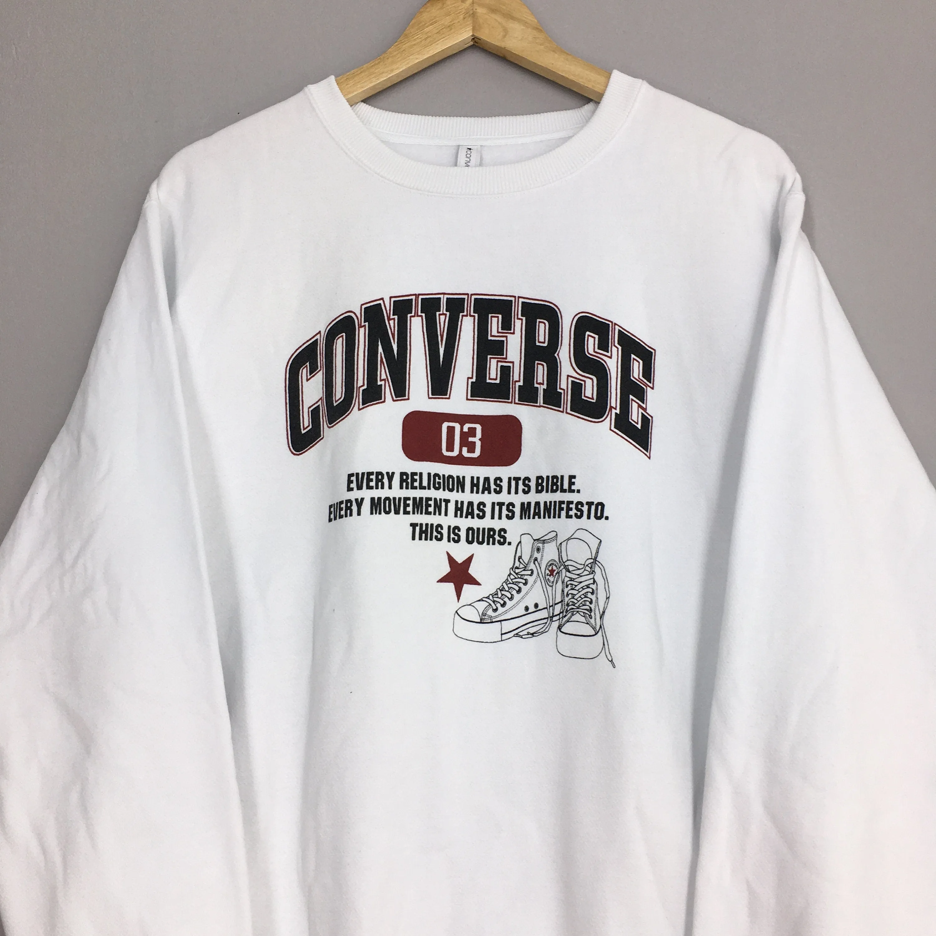 Converse All Star Skater White Sweatshirt Large