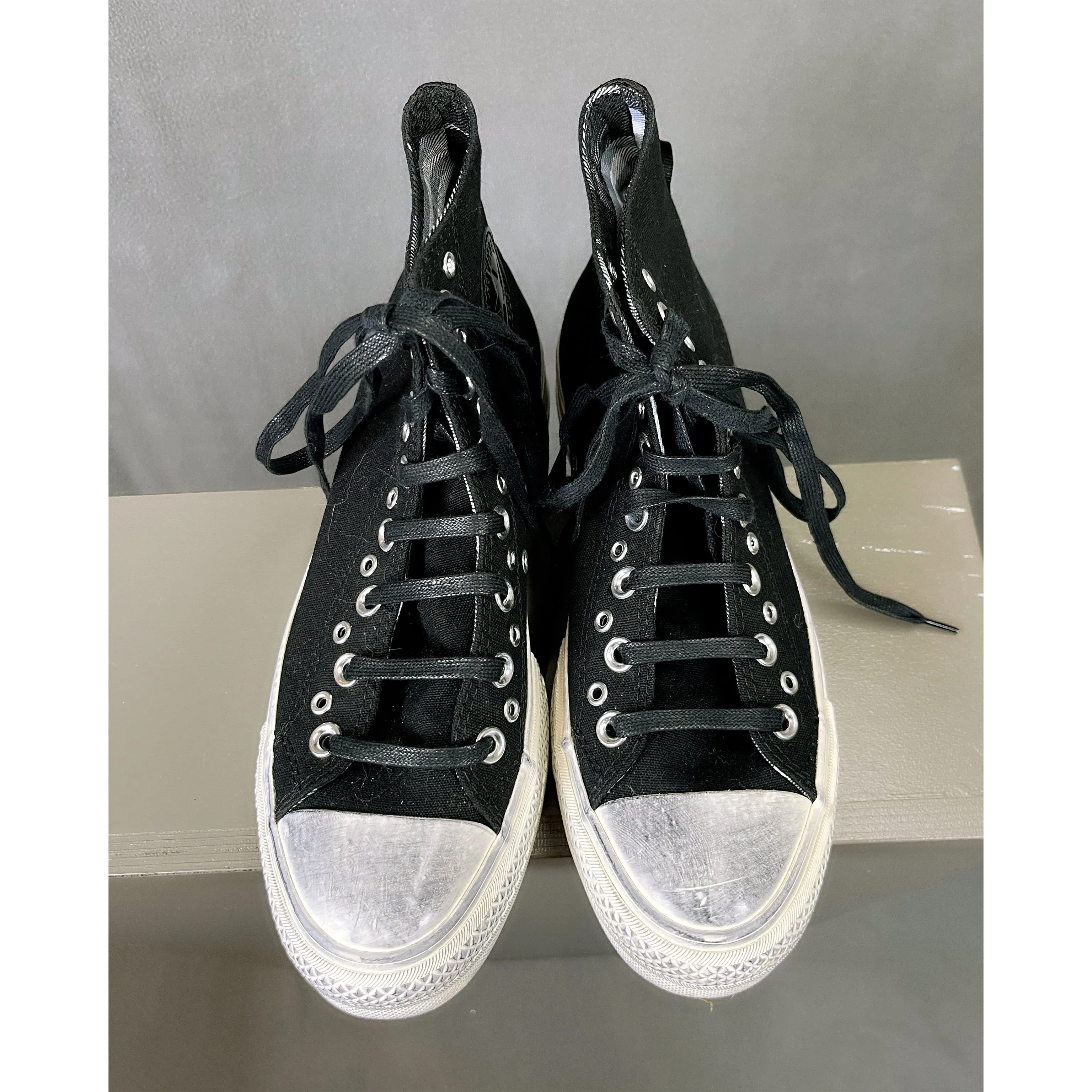 Converse black All Star Lift Hi-Top Chuck Taylors, size 8, LIKE NEW!