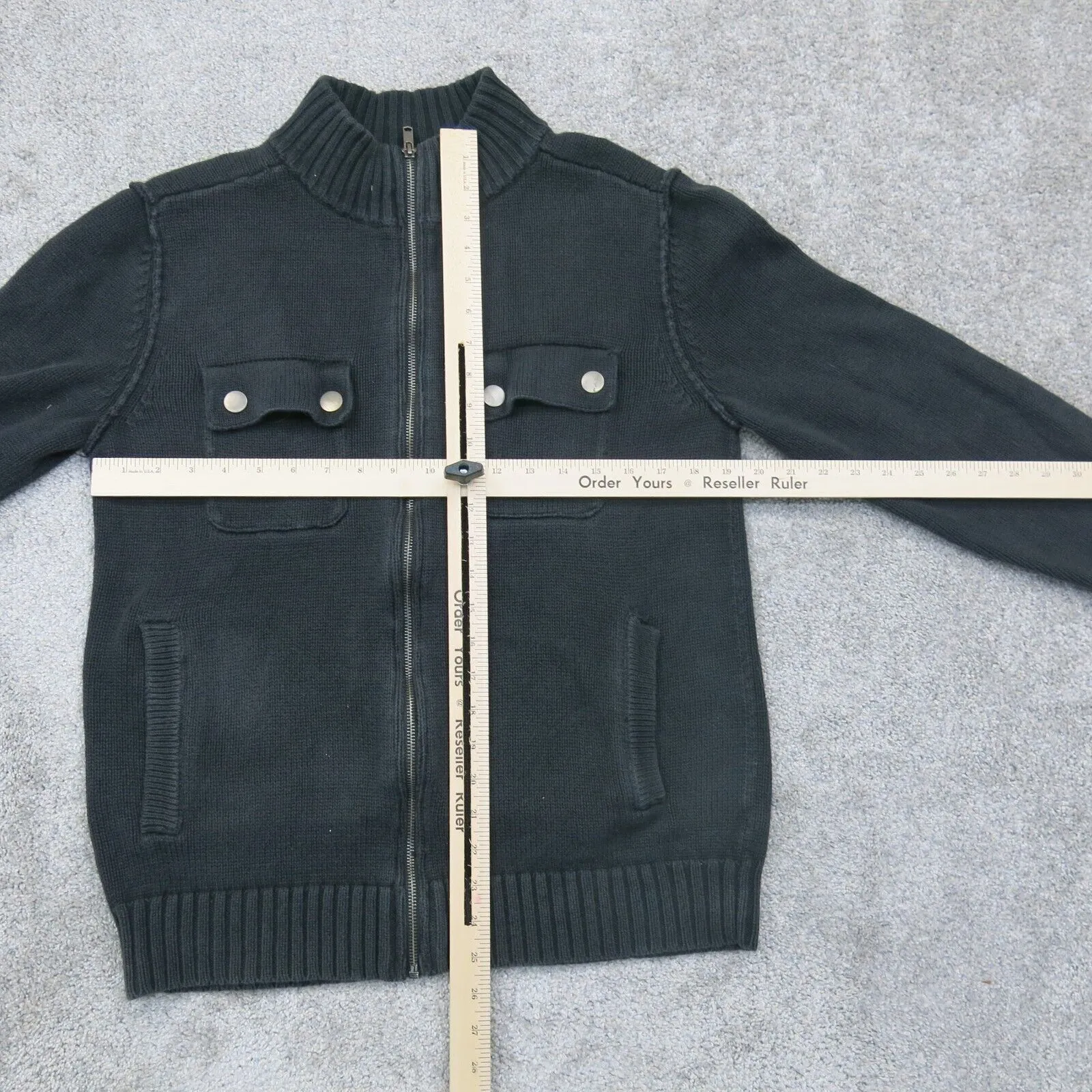 Converse One Star Mens Full Zip Up Jacket Long Sleeve Mock Neck Black Size M