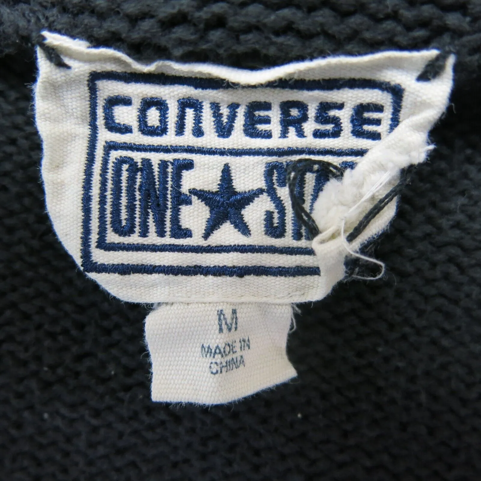Converse One Star Mens Full Zip Up Jacket Long Sleeve Mock Neck Black Size M