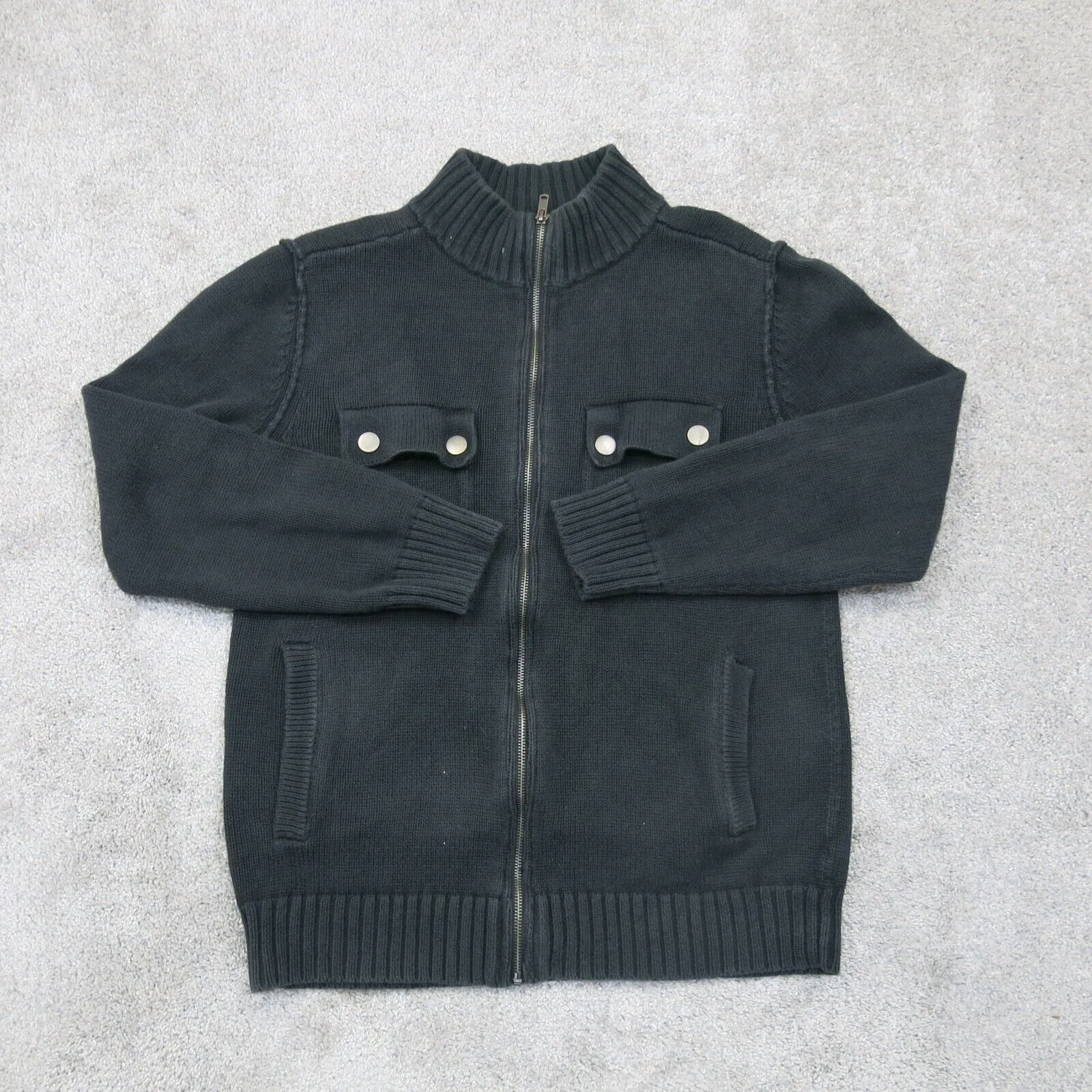 Converse One Star Mens Full Zip Up Jacket Long Sleeve Mock Neck Black Size M