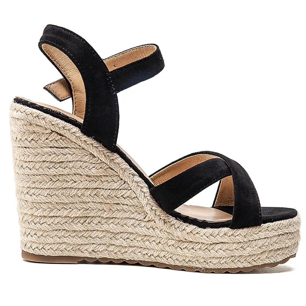 Cross-strap Wedge Sandals