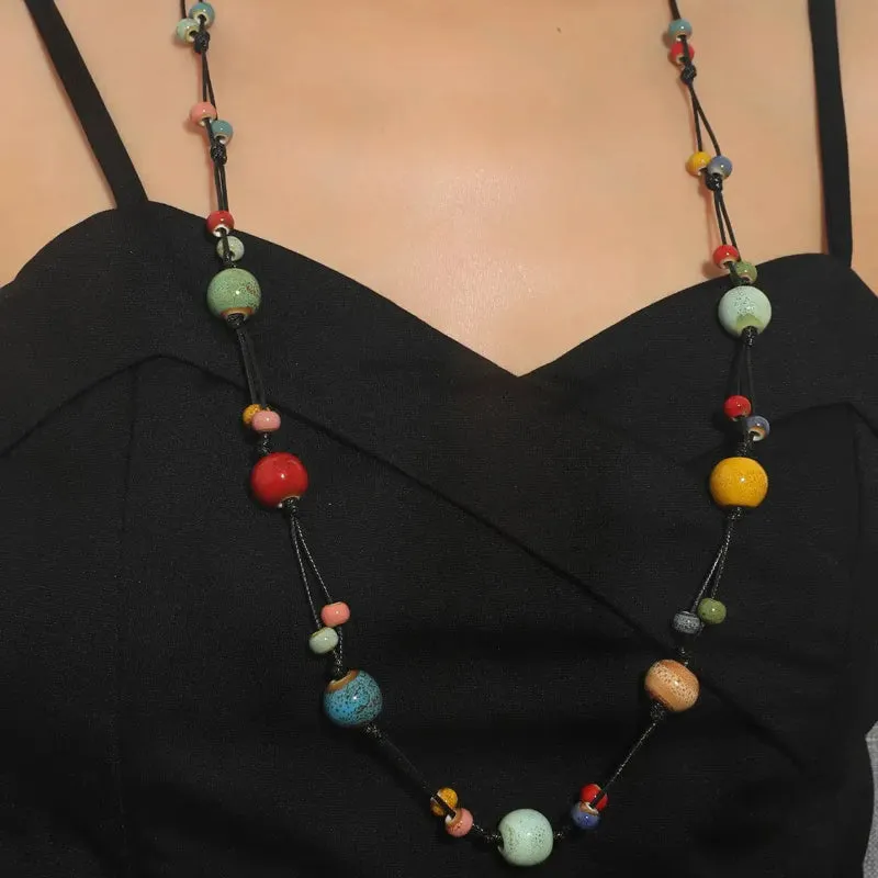 Exquisite Ceramic Beaded Long Necklace