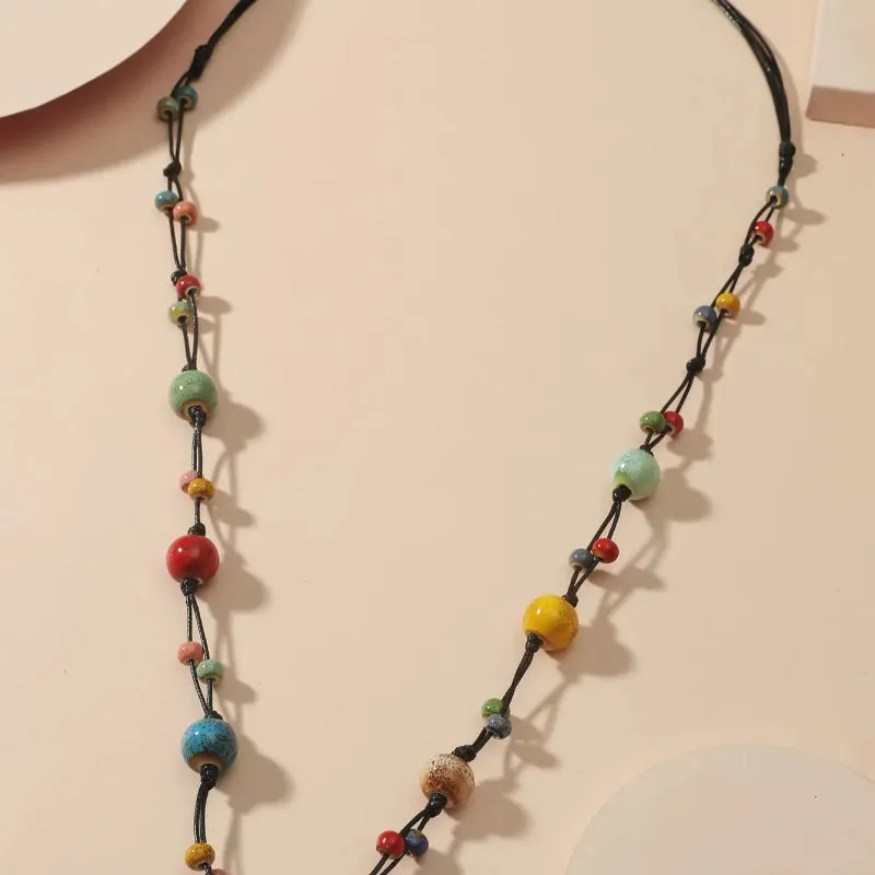 Exquisite Ceramic Beaded Long Necklace
