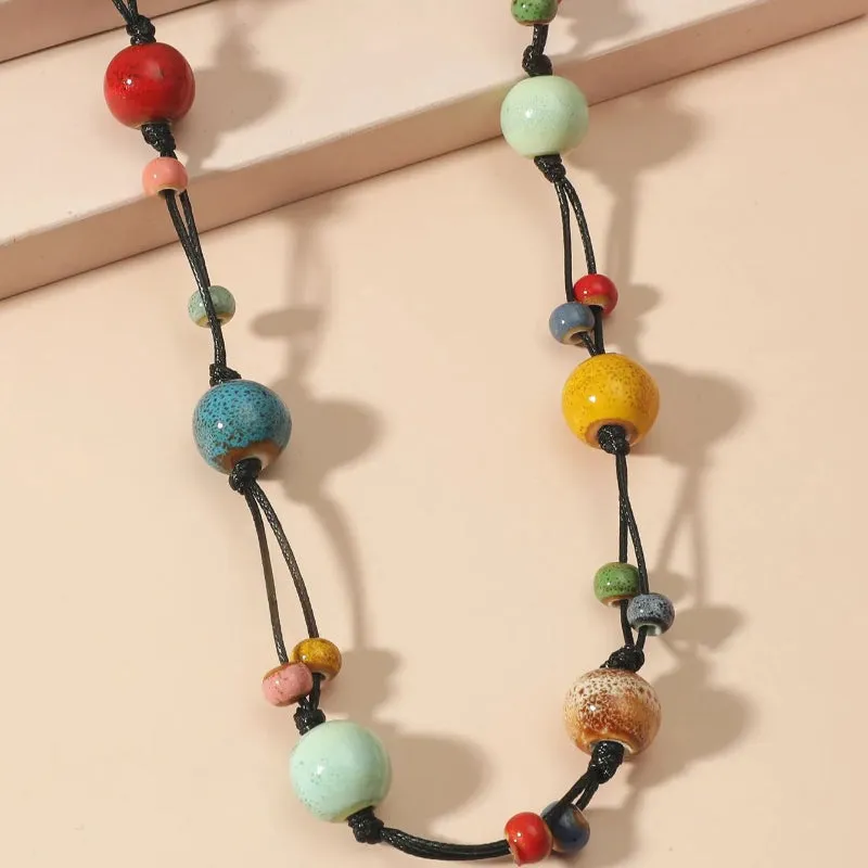 Exquisite Ceramic Beaded Long Necklace