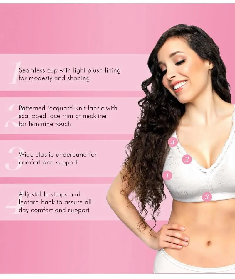 Exquisite Form Fully Comfort Lining Wire-Free Bra With Jacquard Lace - White