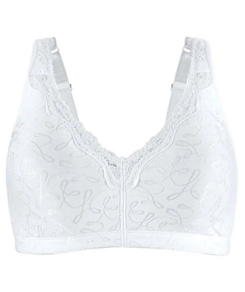 Exquisite Form Fully Comfort Lining Wire-Free Bra With Jacquard Lace - White