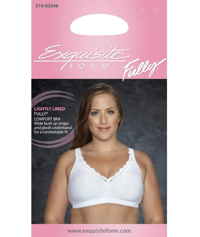 Exquisite Form Fully Comfort Lining Wire-Free Bra With Jacquard Lace - White