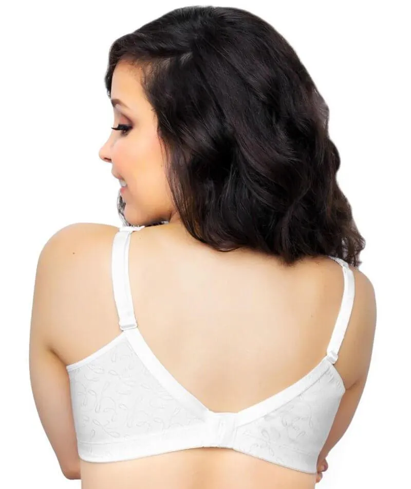 Exquisite Form Fully Comfort Lining Wire-Free Bra With Jacquard Lace - White