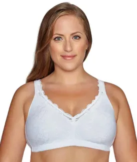 Exquisite Form Fully Comfort Lining Wire-Free Bra With Jacquard Lace - White