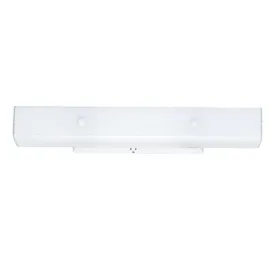 Four-Light Interior Wall Fixture with Ground Convenience Outlet, White Finish Base with White Ceramic Glass