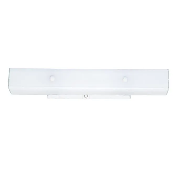 Four-Light Interior Wall Fixture with Ground Convenience Outlet, White Finish Base with White Ceramic Glass