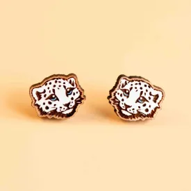 Hand-painted Baby Snow Leopard Earrings Eco-jewellery - PEL10181
