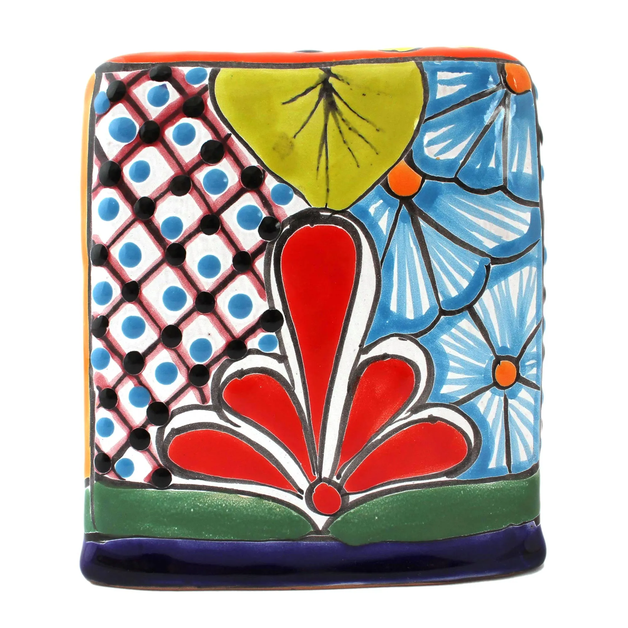 Hand-Painted Talavera Ceramic Tissue Box Cover from Mexico - Folk Art Convenience | NOVICA