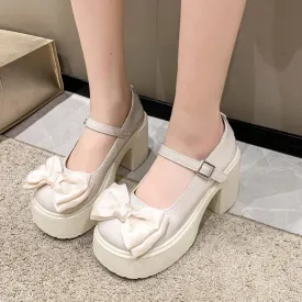 Hnzxzm New White Platform Heels Women Shoes Vintage Girls High Heel Platform Lolita Shoes Japanese Style College Student Shoes