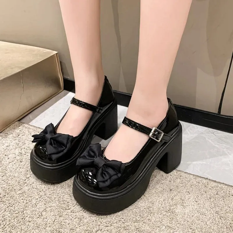 Hnzxzm New White Platform Heels Women Shoes Vintage Girls High Heel Platform Lolita Shoes Japanese Style College Student Shoes