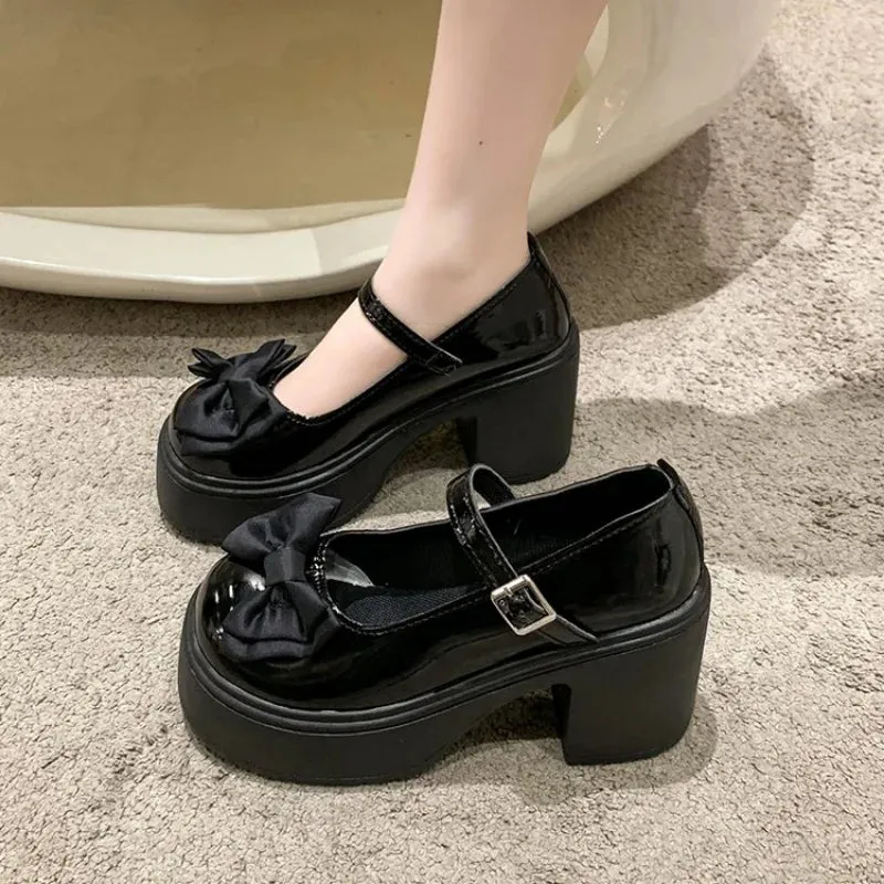 Hnzxzm New White Platform Heels Women Shoes Vintage Girls High Heel Platform Lolita Shoes Japanese Style College Student Shoes