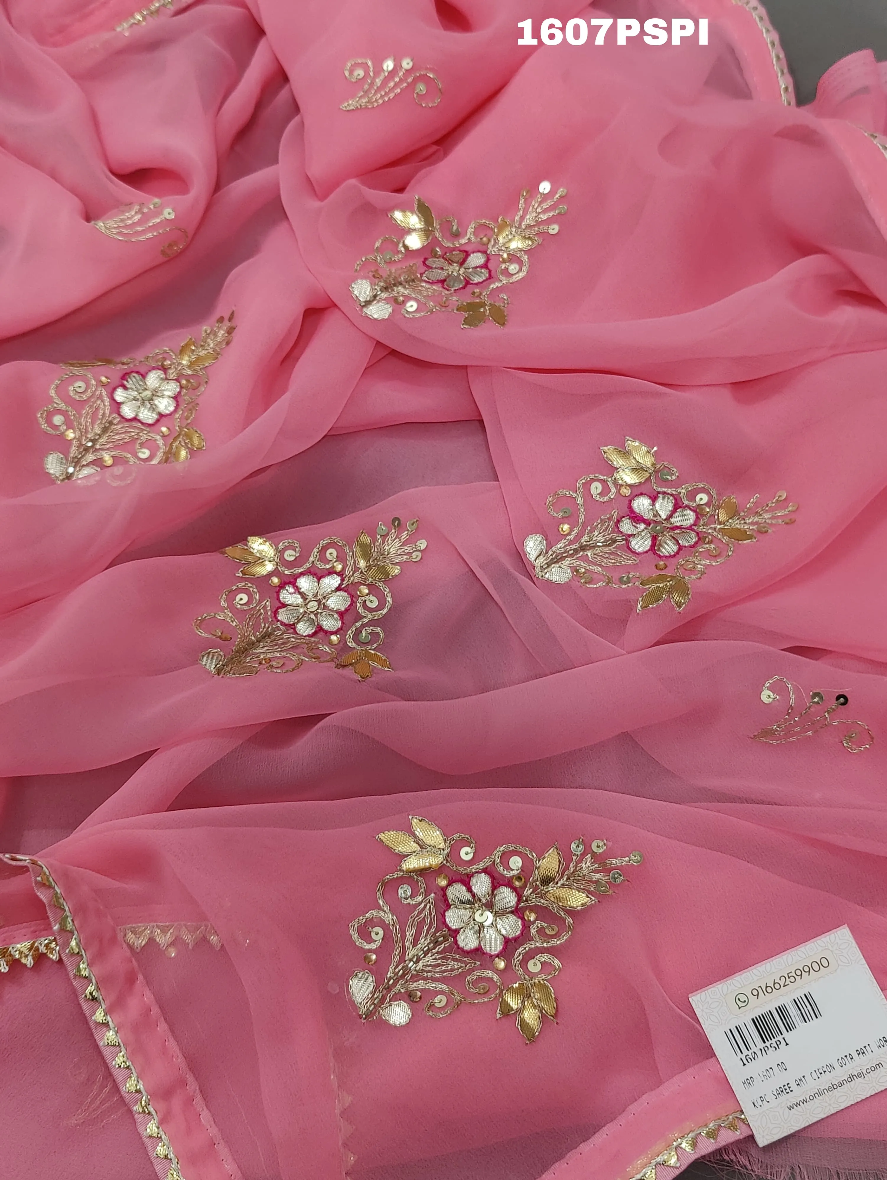 KcPc New Chiffon Gotapatti Work Lightweight Saree AMT