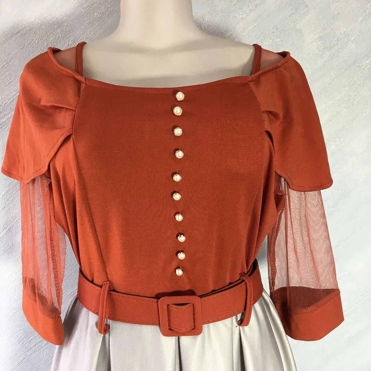 Luexco Elegant Outfit Floral Contrast Church Dress
