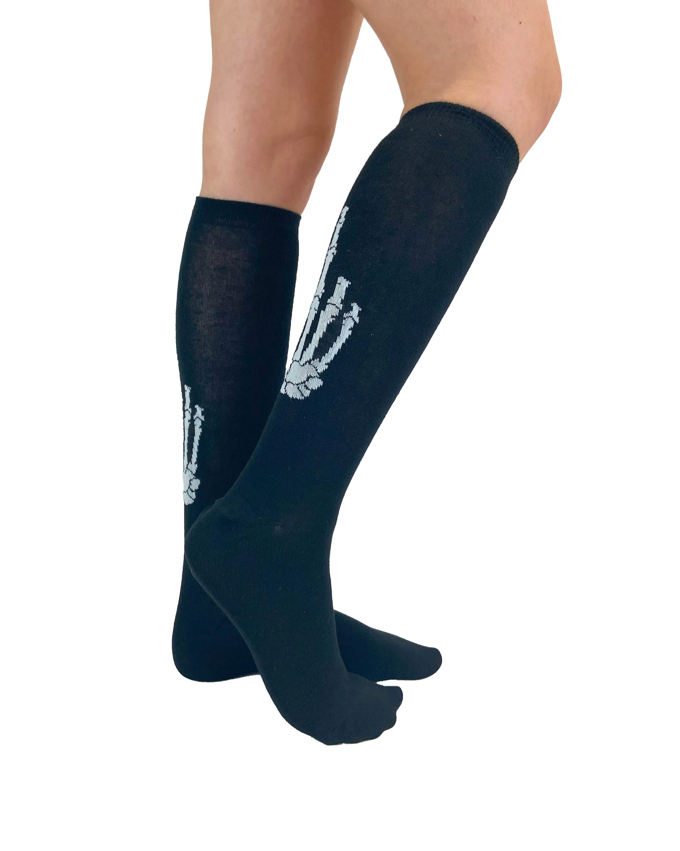 Middle Finger Knitted Knee High Socks