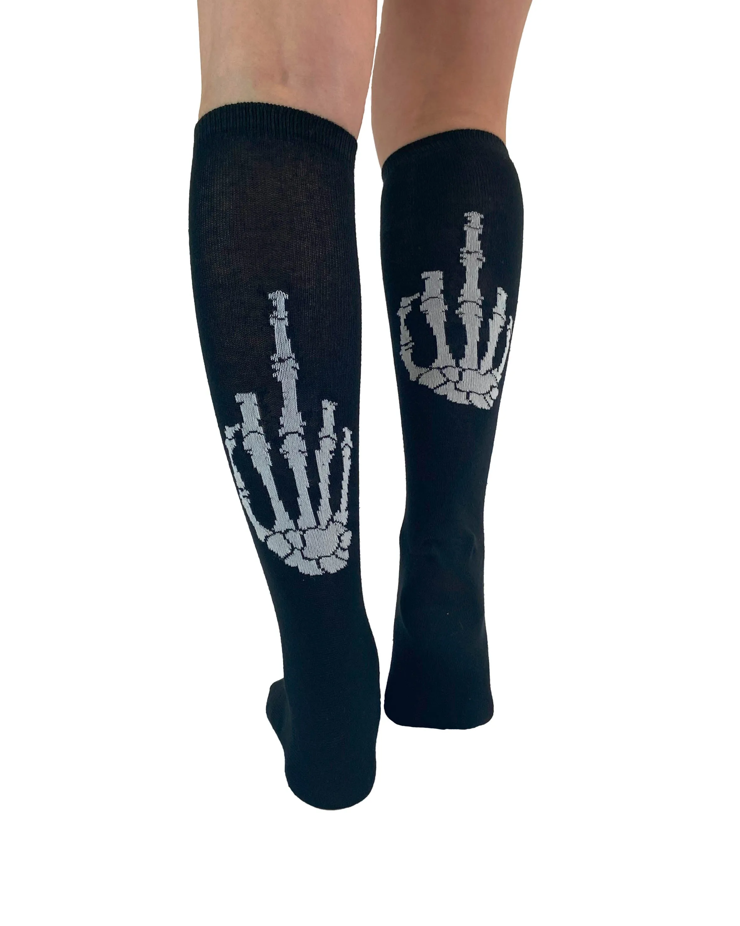 Middle Finger Knitted Knee High Socks