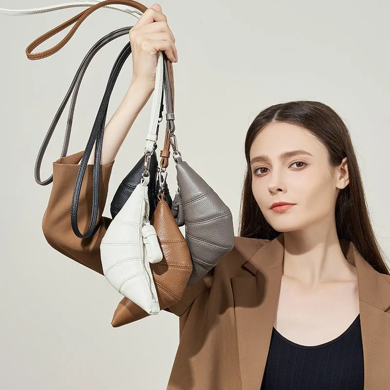 Mini loose croissant bag, genuine leather croissant bag, mini neck croissant bag, retro exquisite change bag.