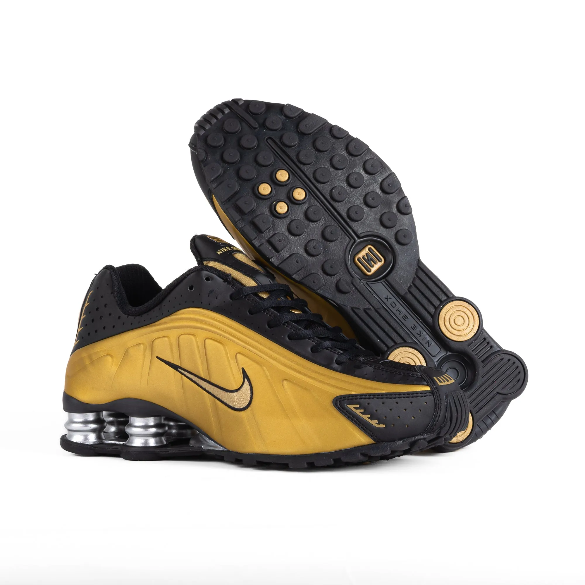 Nike Women's Shox R4 Black/Metallic Gold/Metallic Silver AR3565-005