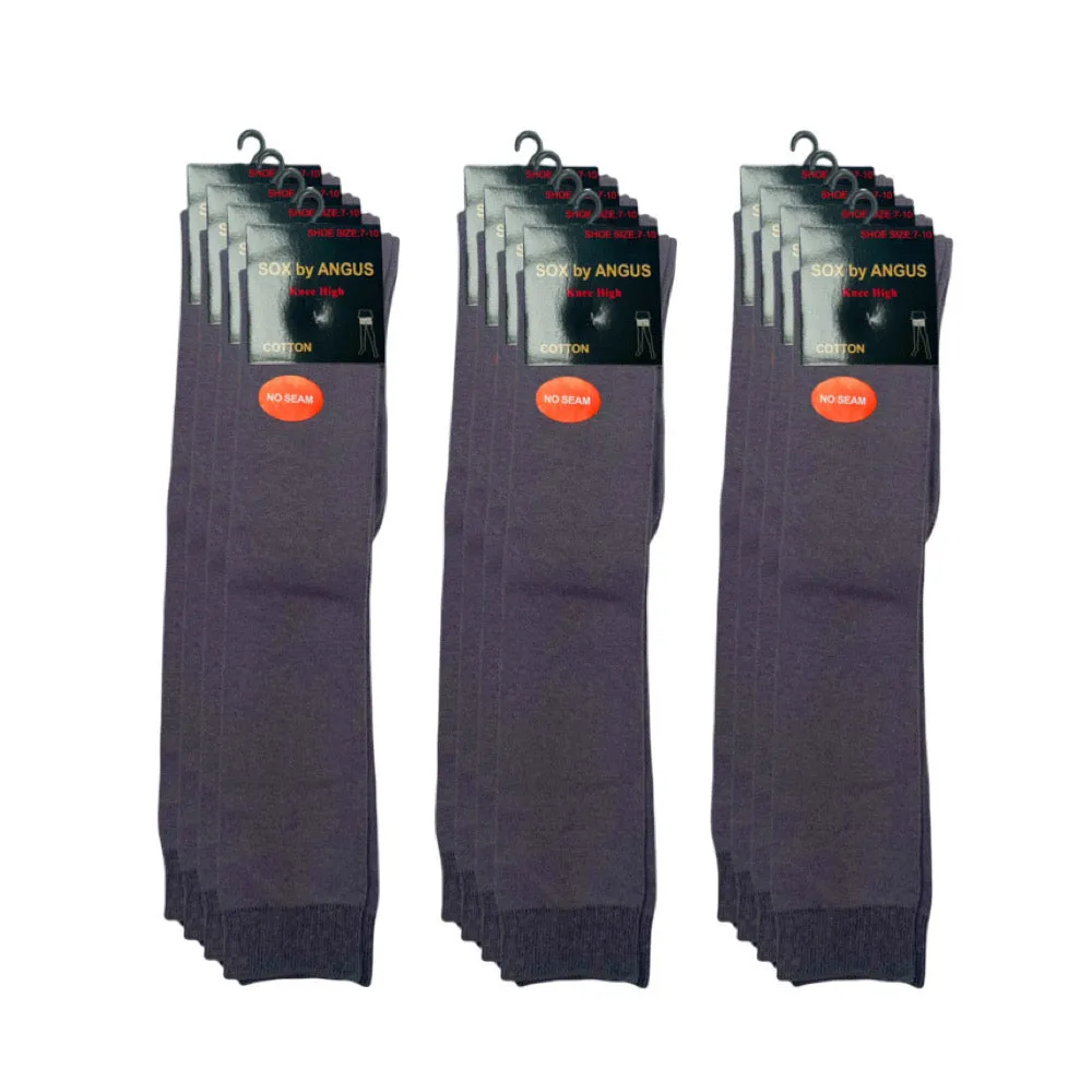 NO SEAM - Knee High Cotton Socks - Grey