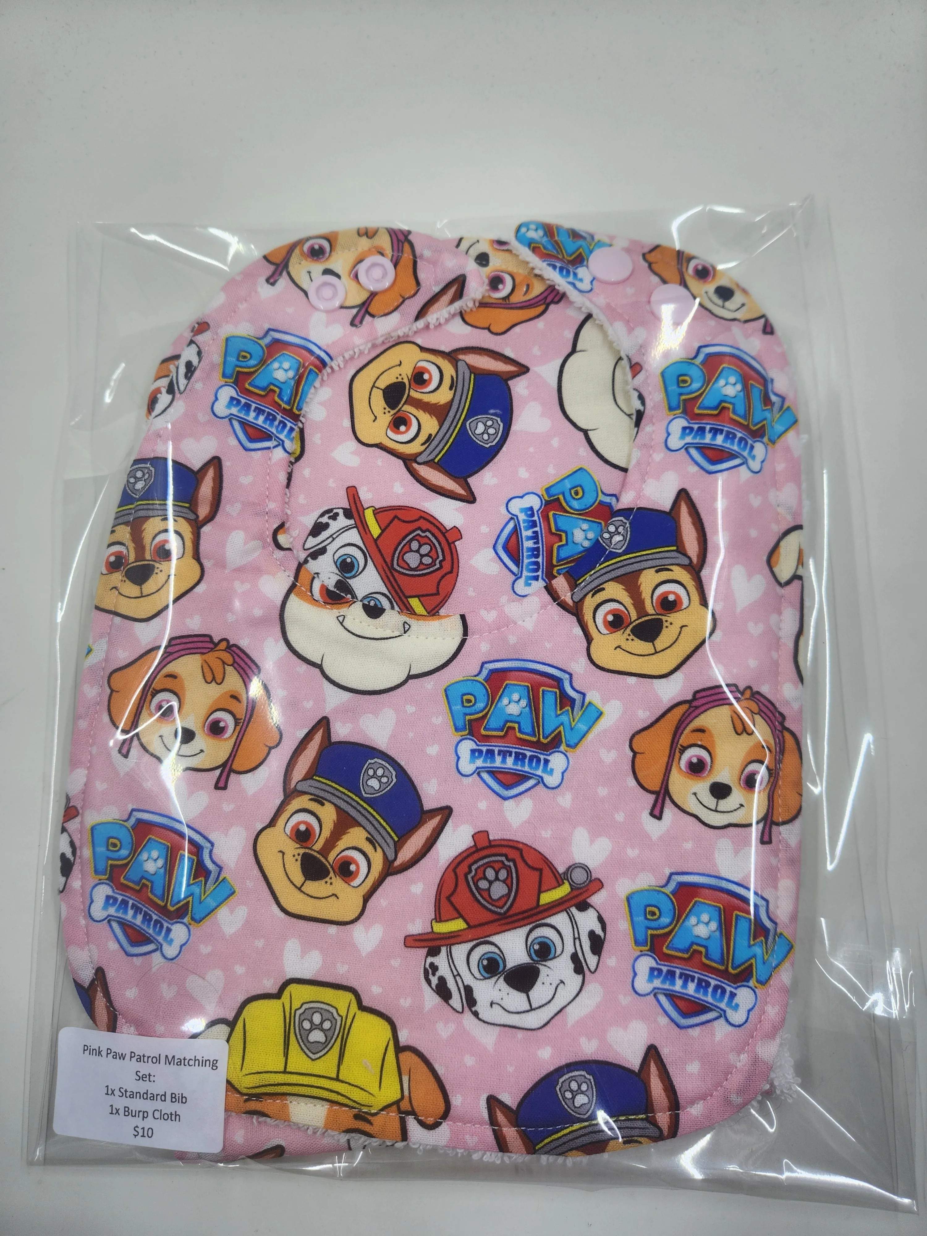 Pink Dog Bib   Burp Cloth Set