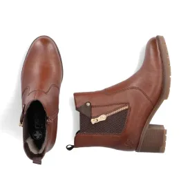 Rieker Brown Leather Side Zip Winter Ankle Boot - 77550