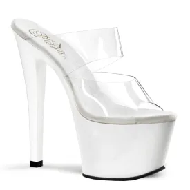 SKY-302 Pleaser Clear/White Sexy Platform Shoes (Pole Dancing Heels)