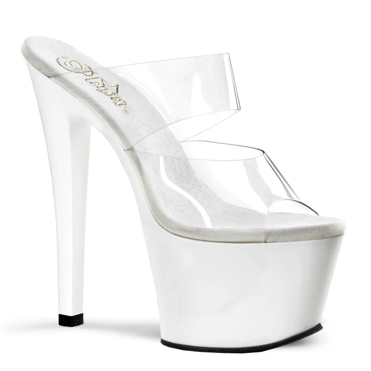SKY-302 Pleaser Clear/White Sexy Platform Shoes (Pole Dancing Heels)