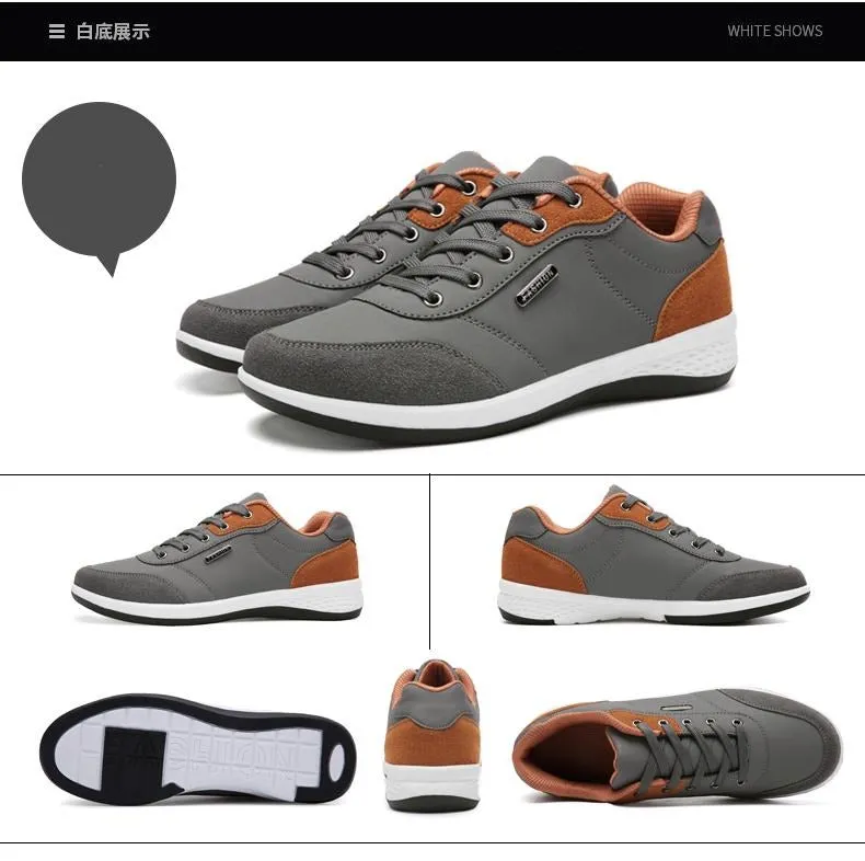 Spring Men Shoes New Lace-Up Man Fashion Microfiber Leather Men Casual Black White Outdoor Sneakers