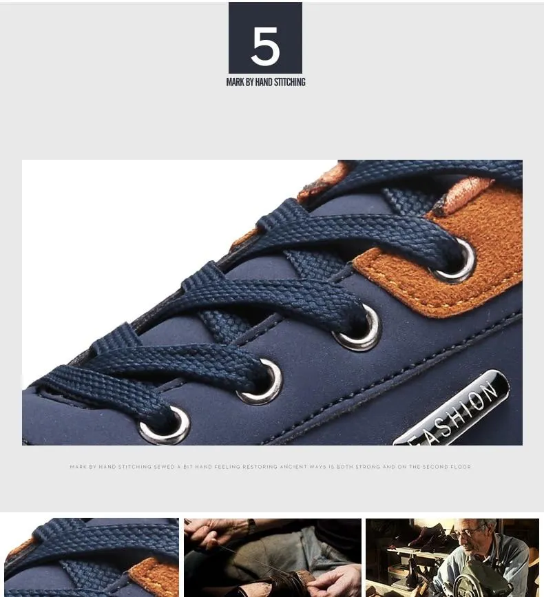 Spring Men Shoes New Lace-Up Man Fashion Microfiber Leather Men Casual Black White Outdoor Sneakers