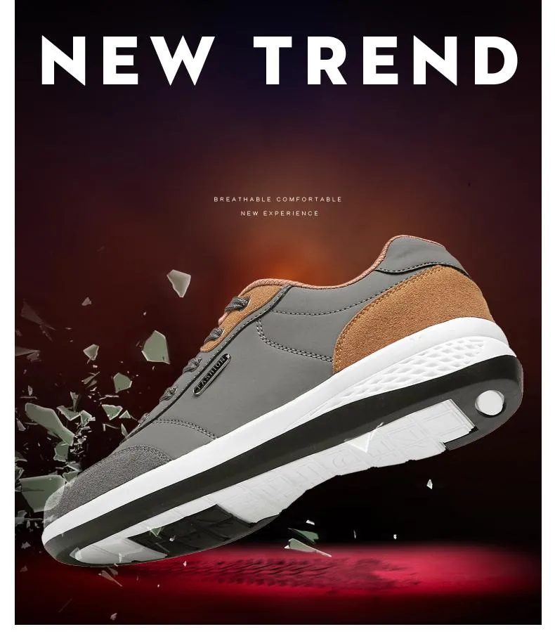 Spring Men Shoes New Lace-Up Man Fashion Microfiber Leather Men Casual Black White Outdoor Sneakers