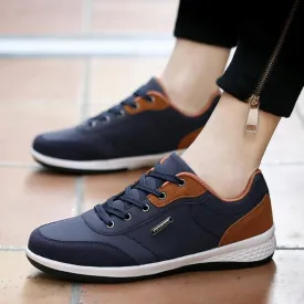 Spring Men Shoes New Lace-Up Man Fashion Microfiber Leather Men Casual Black White Outdoor Sneakers