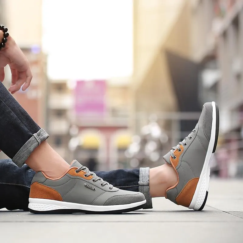 Spring Men Shoes New Lace-Up Man Fashion Microfiber Leather Men Casual Black White Outdoor Sneakers