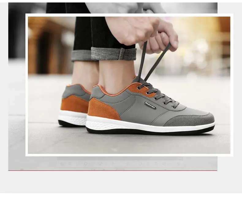 Spring Men Shoes New Lace-Up Man Fashion Microfiber Leather Men Casual Black White Outdoor Sneakers
