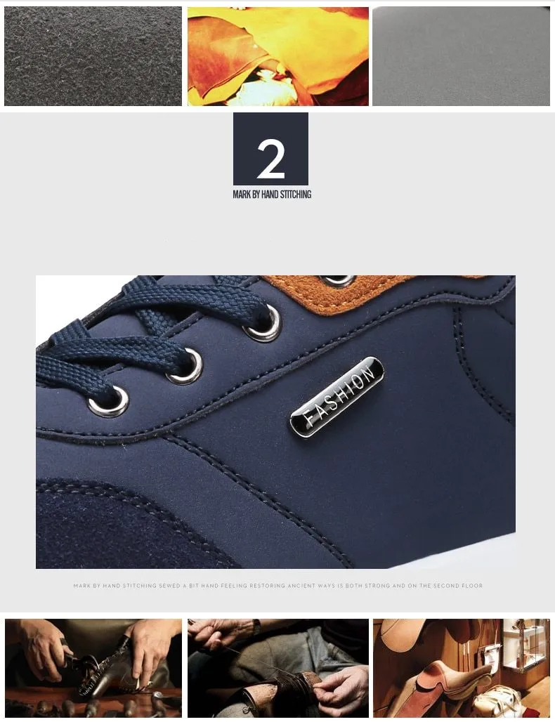 Spring Men Shoes New Lace-Up Man Fashion Microfiber Leather Men Casual Black White Outdoor Sneakers
