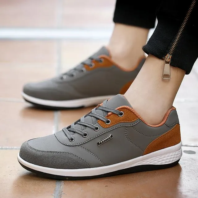 Spring Men Shoes New Lace-Up Man Fashion Microfiber Leather Men Casual Black White Outdoor Sneakers